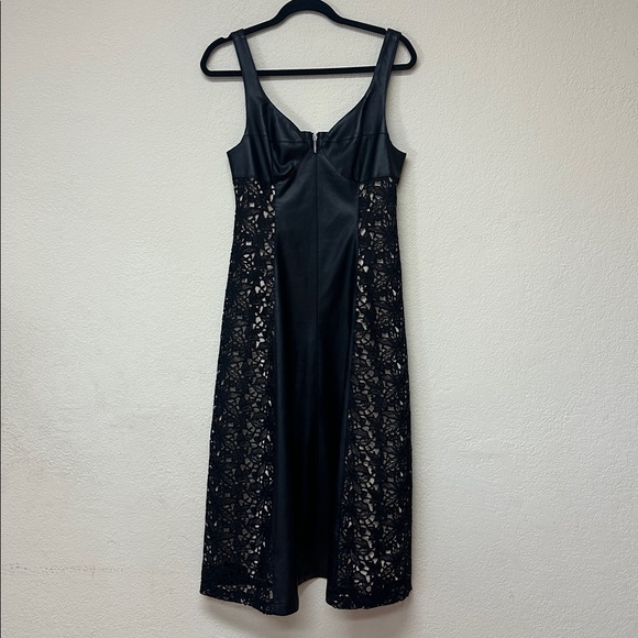 Anthropologie NWOT Faux Leather & Lace Midi Dress size 6 - Picture 5 of 8
